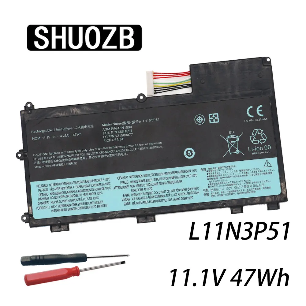 

Аккумулятор SHUOZB L11S3P51 L11N3P51 для ноутбука Lenovo ThinkPad T430U Ultrabook 45N1088 45N1089 45N1091 45N1090 121500077 11,1 В 47Wh