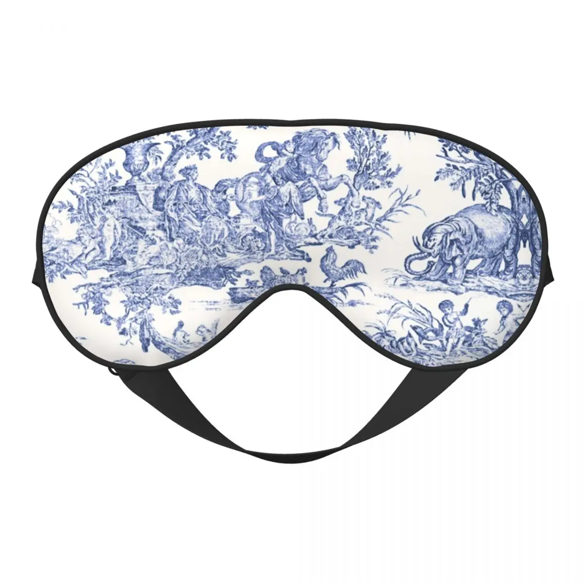 

Custom Navy Blue Toile De Jouy Eye Patch French Countryside Floral Blindfolds Men Travel Sleeping Eye Mask Lunch Break Eye Cover