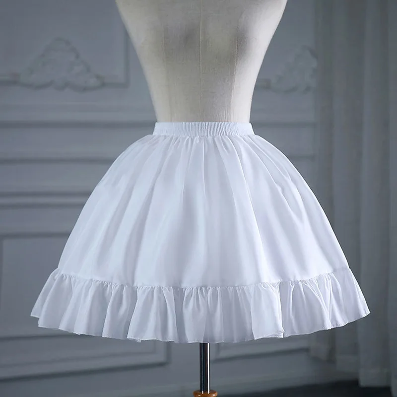 Women Girls Crinoline Short Petticoat 2 Hoops Victorian Skirt Ball Gown Elastic Waist Underwear Half Slip Underskirt