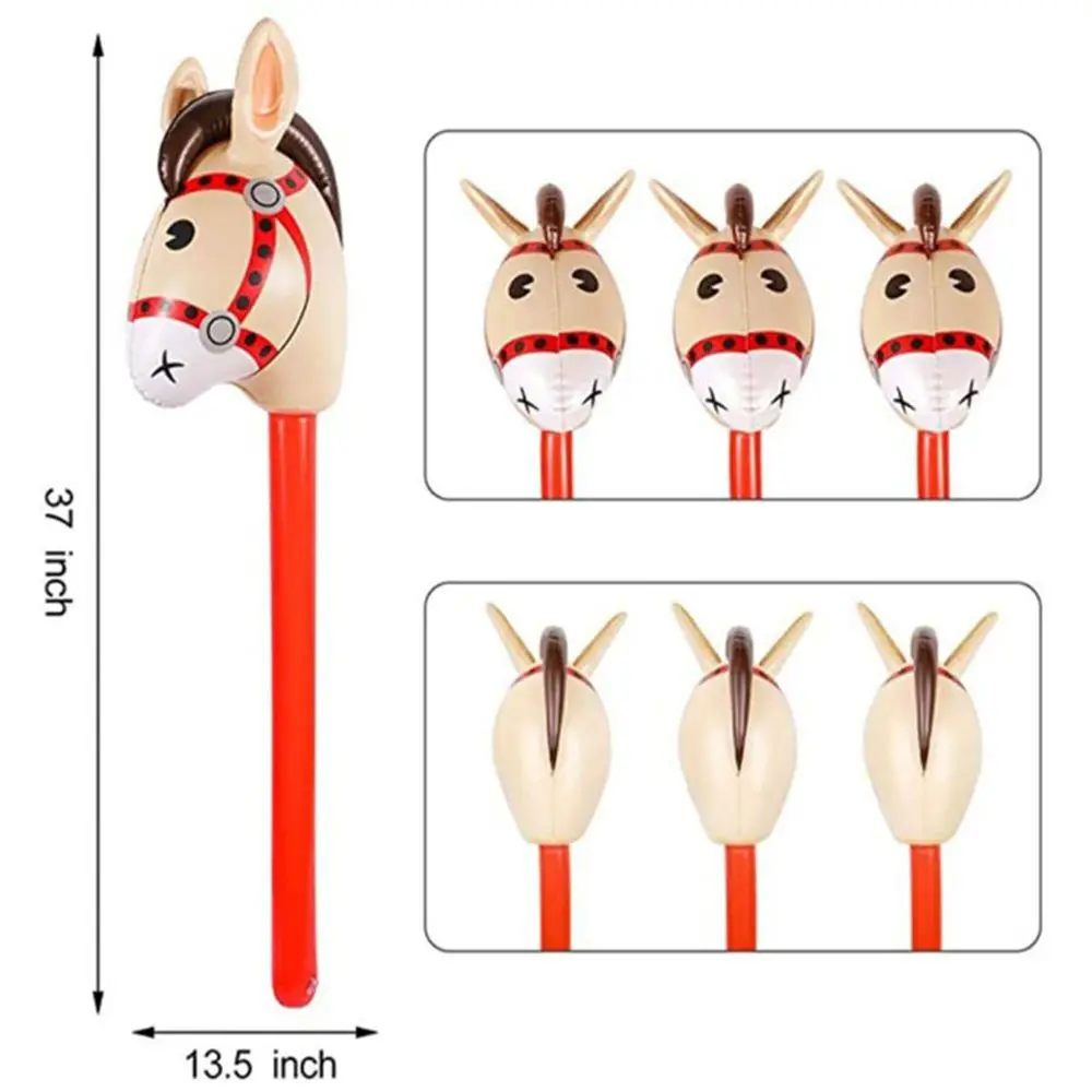 Ride-on Animal Horse Head Stick Animal Long Rod gonfiabile crine Stick Toy giocattoli gonfiabili fai da te bambini equitazione divertimento all'aperto