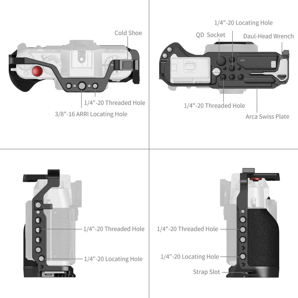 SmallRig X-T30 II / X-T30 III قفص كامل للكاميرا لـ FUJIFILM X-T30 / X T30 II /X T30 III مع لوحة الإصدار السريع Arca-Swiss 5662