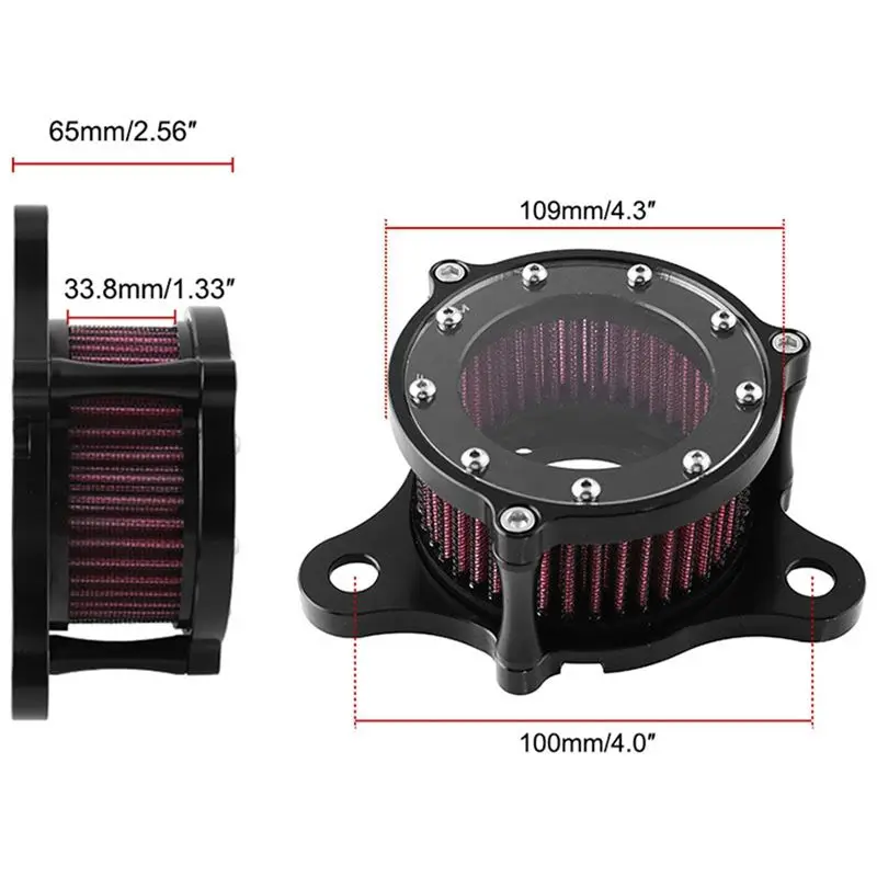 Steady 2X Air Cleaner Intake Filter System Kit For Sportster XL883 XL883N XL883R XL883P Iron 883 Forty Eight XL1200X 04-16