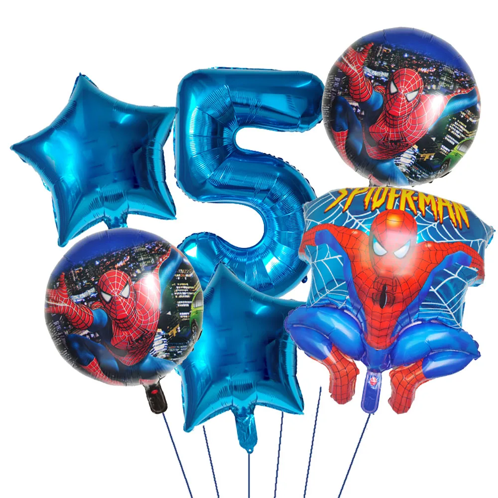 6pcs Hero Spiderman Foil Balloon Set children‘s Birthday Party Decoration Spider Baby Shower Inflatable boys Toy Gift Globos image 4