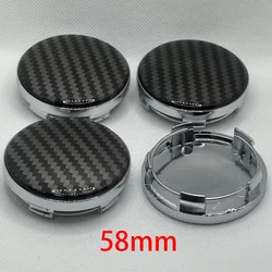 4Pcs/Set 58mm 3D Carbon Fiber Car Wheel Center Caps Car Rim Hubcap Cover Black Silver Hubcap Dust-proof Covers Car Accessories