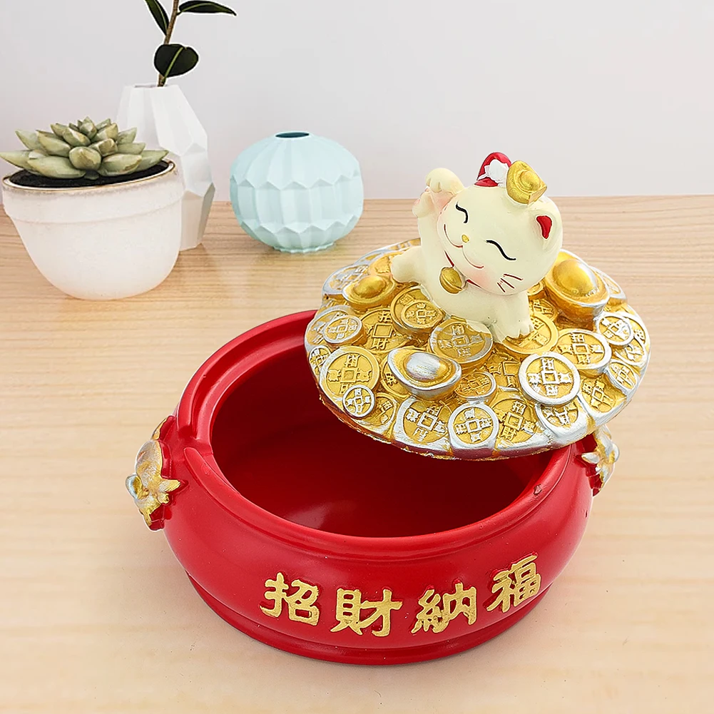 Creative Resin Fortune Cat Smokeless Ashtray Portable Ashtray Home Gadgets Cigar Accessories Organizer Cenicero Portátil Cute