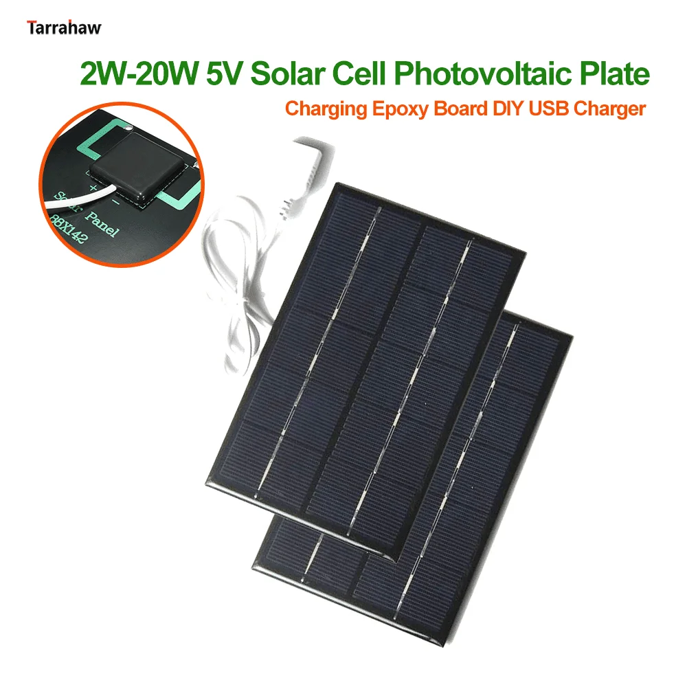 2W-20W 5V Solar Cell Photovoltaic Plate Charging Epoxy Board DIY USB Charger 88X142MM PV Panel Solar System Serial-parallel Kit