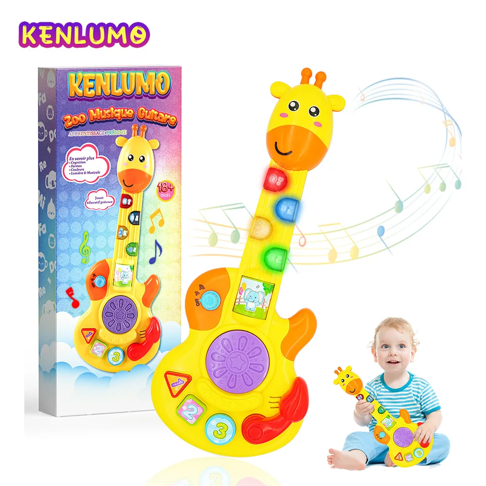 

KENLUMO Baby Guitar Toy giraff 18+ Month Instrument Musical Toy Early Educational Animal Sounds Flashing Light Kids Toddler Gift