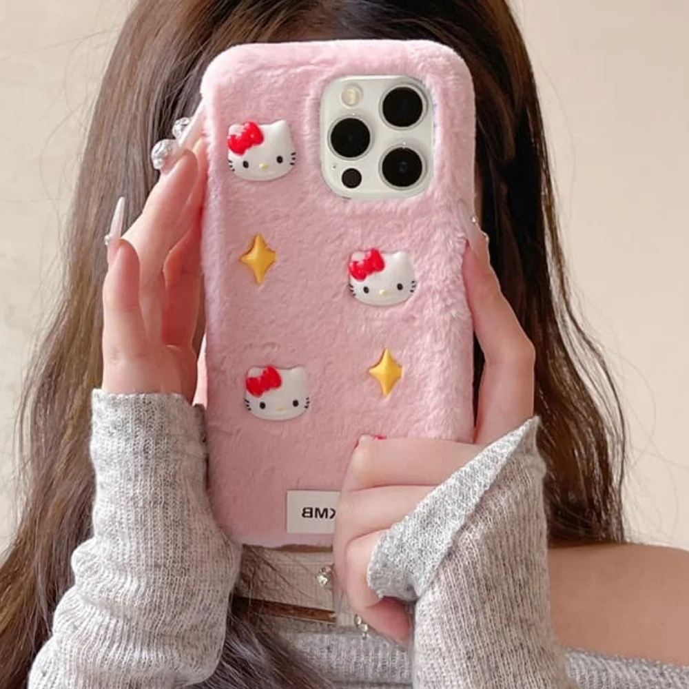 لطيف الوردي أرنب ريشة أربعة نجوم كيتي سانريو الهاتف لينة الحال بالنسبة آيفون 13 14 15 16 17 برو ماكس Kawaii لينة الغطاء الواقي #2