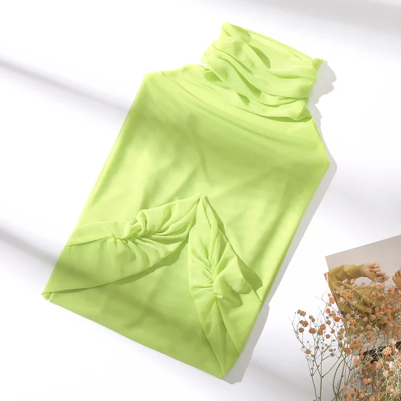 2023 Summer Women Golf Sunscreen with long sleeves and ultra-thin ice silk bottoming shirt and round neck turtleneck top