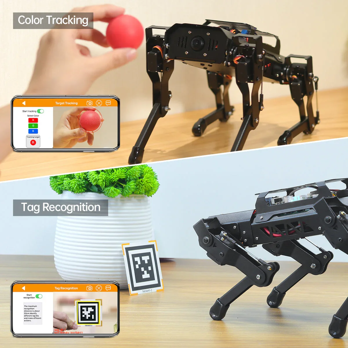 Hiwonder-Chien robot quadrupède PuppyPi ROS, programmation intelligente, bionique, reconnaissance visuelle AI