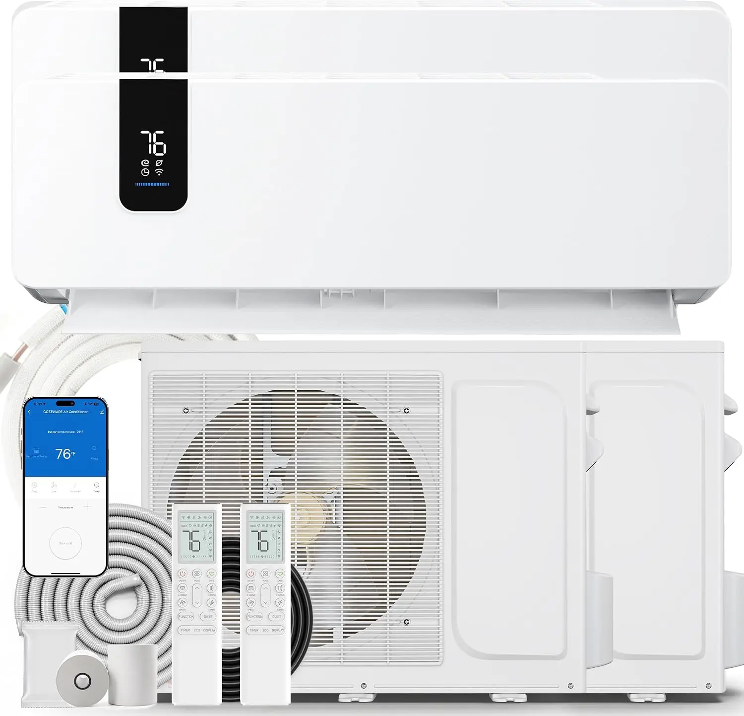 24000 BTU Mini Split AC/Heating System 20 SEER2 12000 BTU*2 Set | 12000 BTU WiFi Enabled 115V Dual Zone Ductless Air, Custom