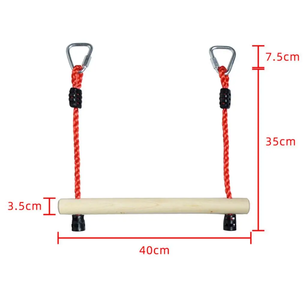 Children Swing Bar with Rings Wooden Rope Rod Gym Playset for Kids