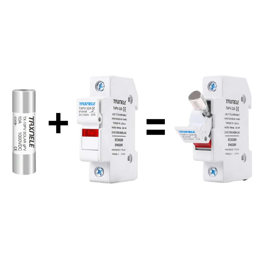 Solarne bezpieczniki DC 1000V PV fotowoltaiczne 6A 10A 15A 20A 25A 30A DC bezpiecznik podstawka do układu słonecznego zabezpieczenie przed zwarciem gpV
