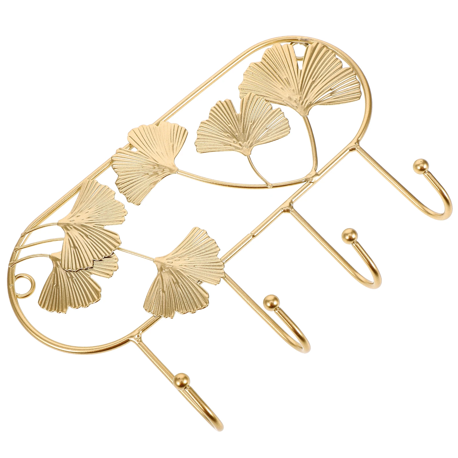 

4 Hooks Key Storage Wall Rack Heavy Duty Hook Home Decor Round Golden Retro Leaf Design Suitable Bedroom Bathroom