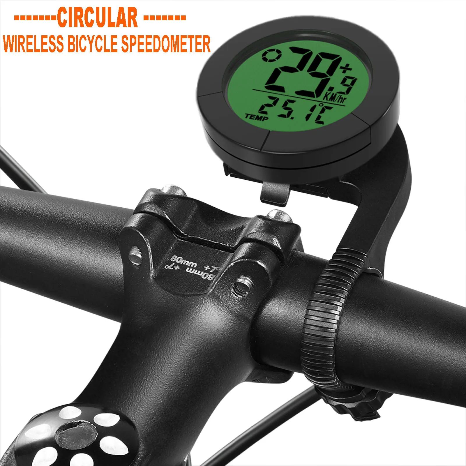 Round Wireless Bicycle Computer ,LED Luminous Backlight, Bike Speedometer, MTB Odometer, Temperature Measurement, Riding Equipme