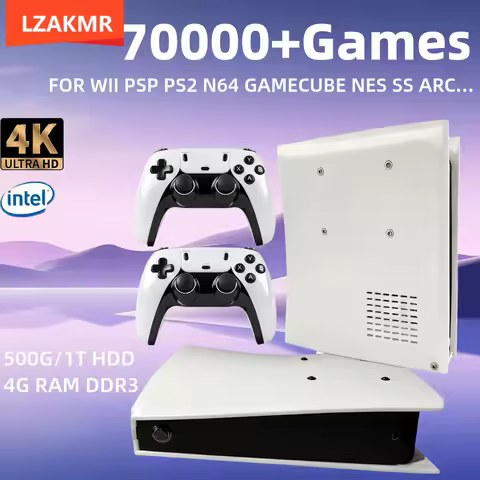 Game Console X5 60+Emulators 1T HDD Dual System I3-3110M 85000+Games For Wii PS2 PSP GameCube N64 Wireless handle 4K HD TVBox
