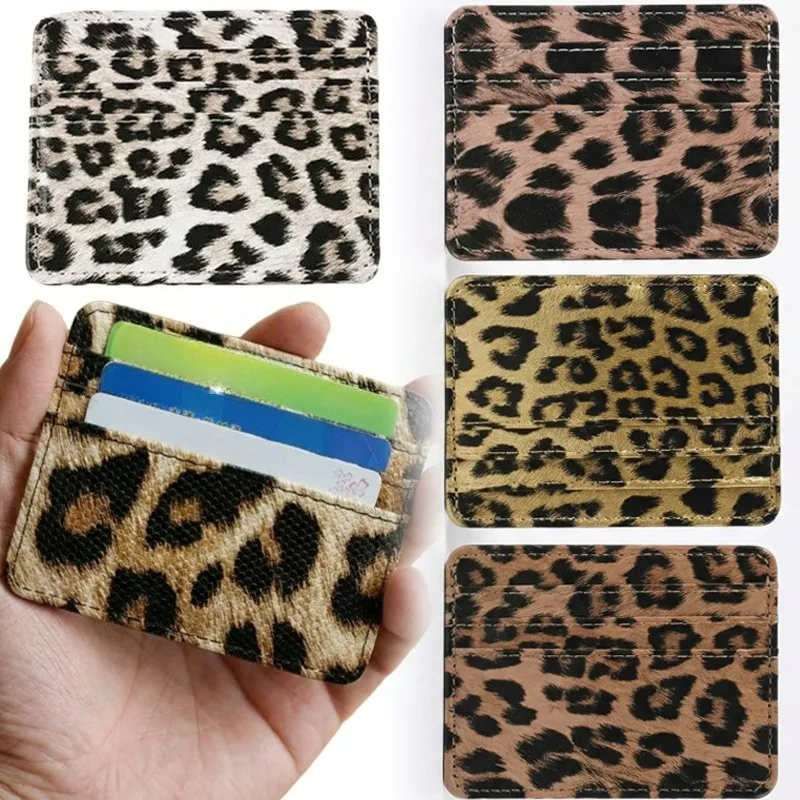 

Leopard Print Card Holder PU Leather Slim Wallet Card Slots Blocking Fashion Cards Case for Women Men Cards Holder Purse Bag