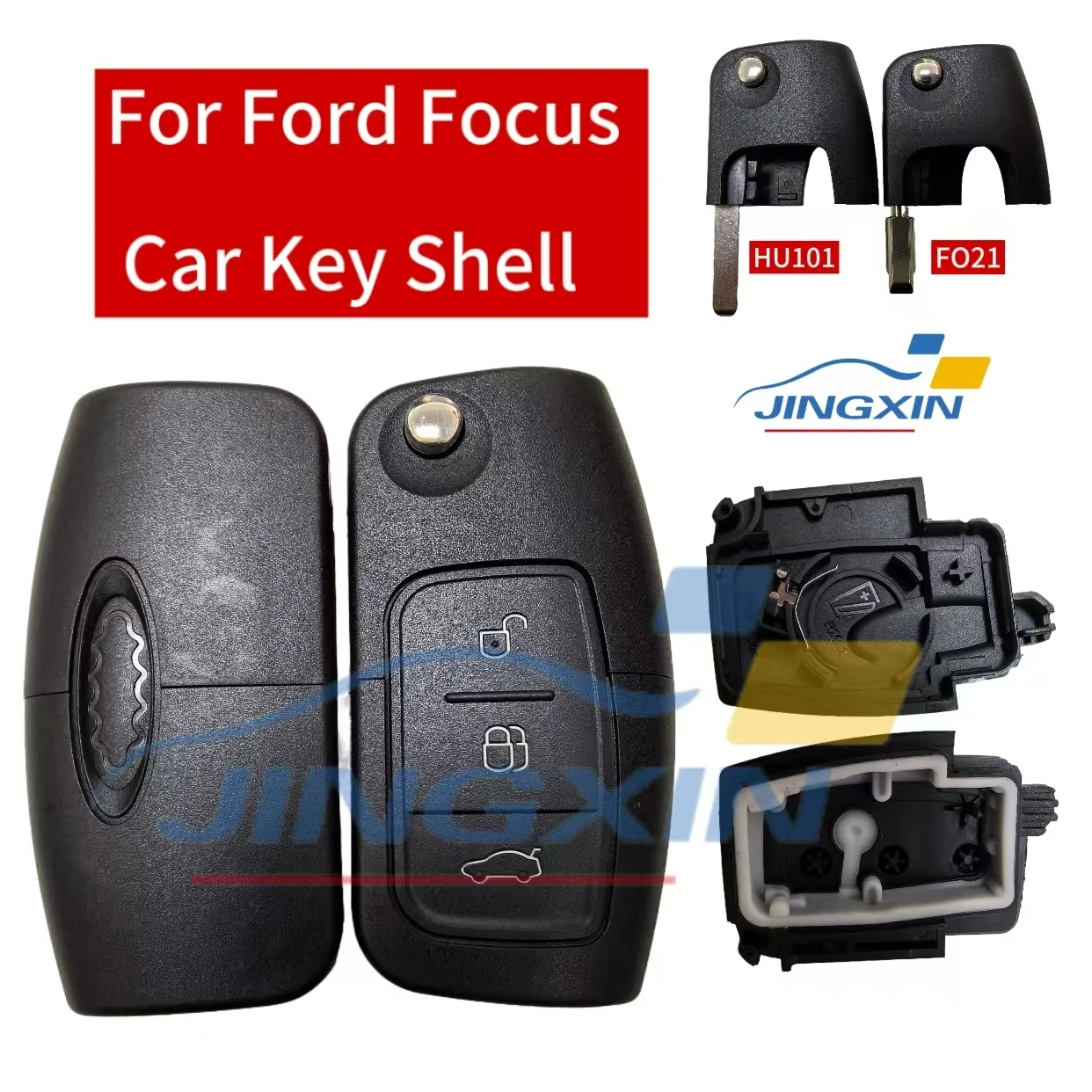 

Jingxin Key 3 Button Modified Flip Folding Remote Control Car Key Shell for Ford Focus Mondeo Fiesta Galaxy C-MAX Key Fob Case