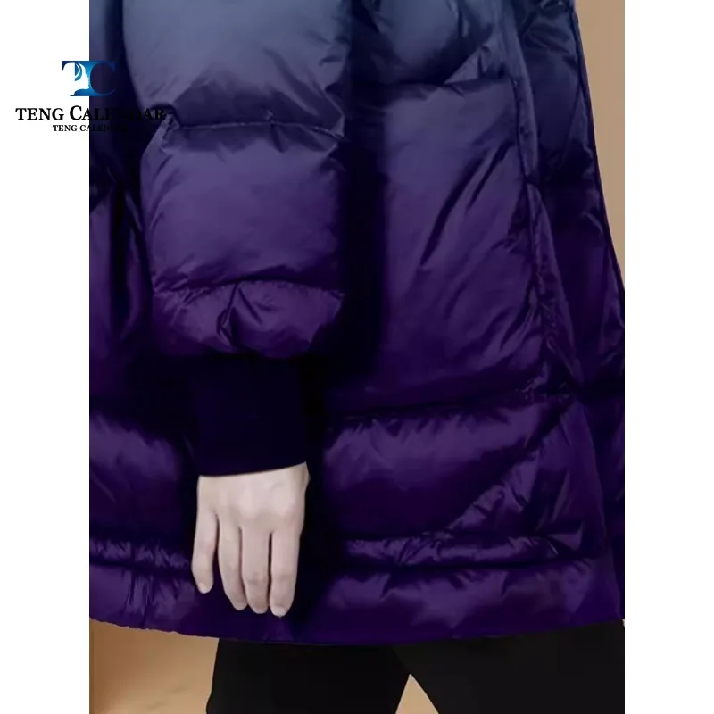 Winter cotton jacket, high-end luxury European goods, thick and thin hooded gradient cotton jacket, 2024 new model