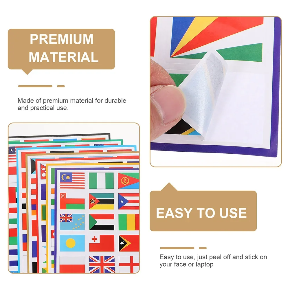 2PCS Of World Flag Stickers Self-Adhesive Flag Stickers World Match Face Stickers Flag Stickers Face Stickers Random Style