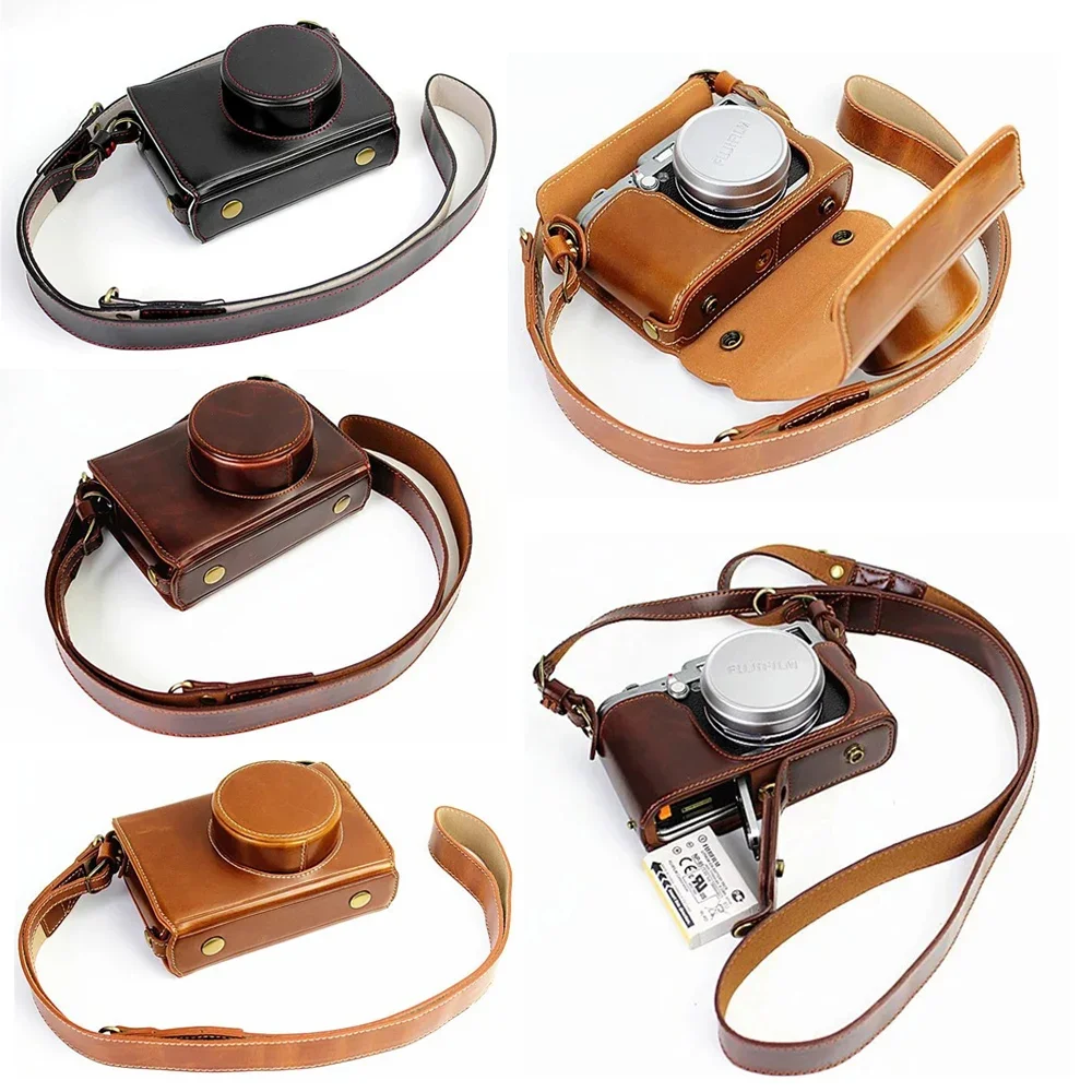 Camera Bag  Case for Fujifilm Fuji X100 X100S  Battery Opening Luxury PU Leather With Strap