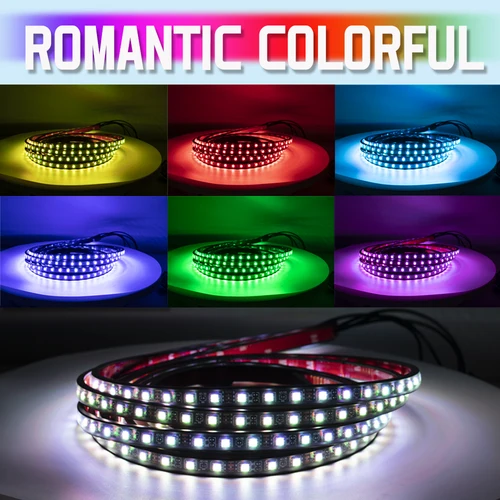 Imagen 2 del producto Tira de luces LED Flexible para chasis de coche, aplicación remota RGB, Kit de accesorios de lámpara decorativa ambiental de neón para coche