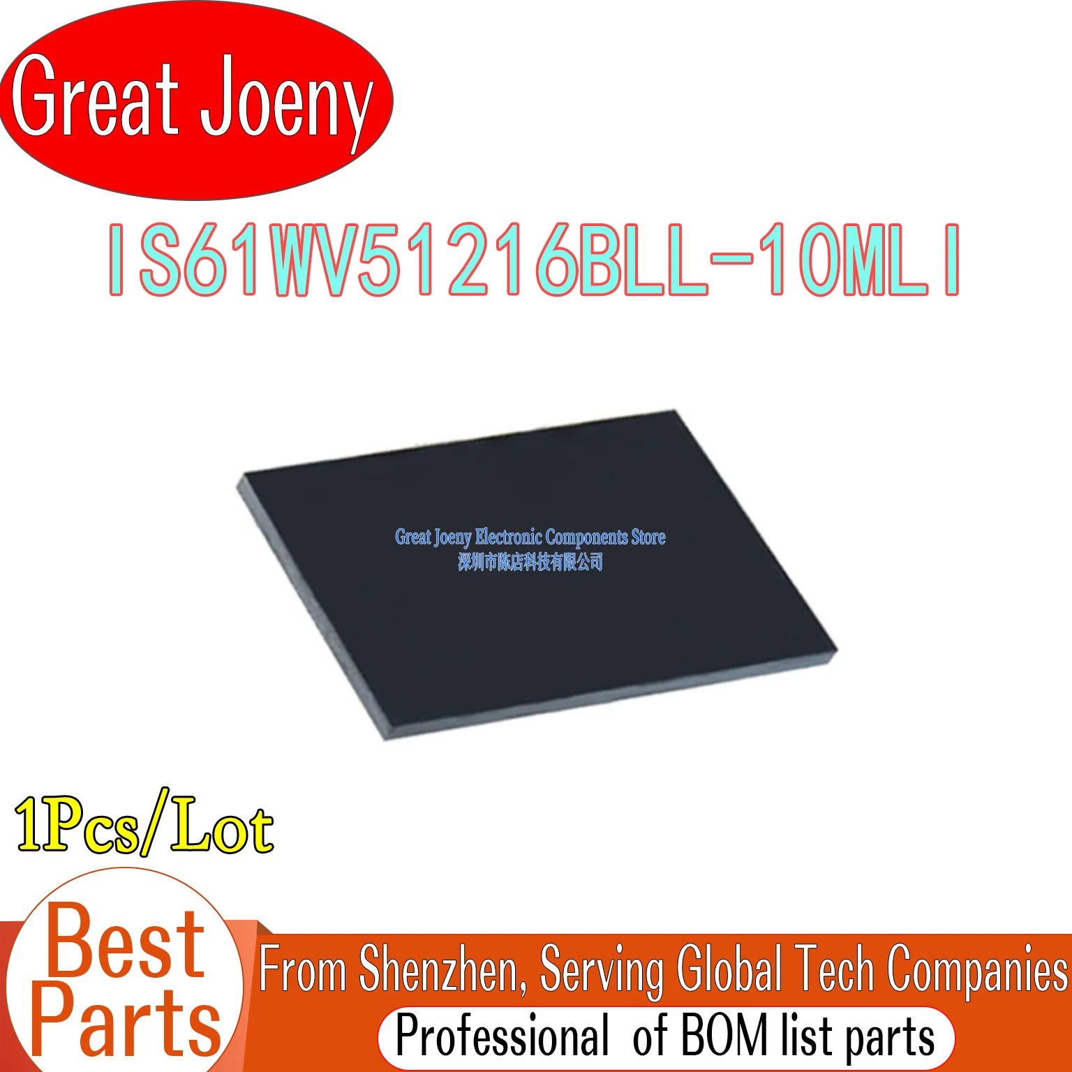 

100% New Original IS61WV51216BLL IS61WV51216BLL-10MLI IC Chipset MINIBGA-48