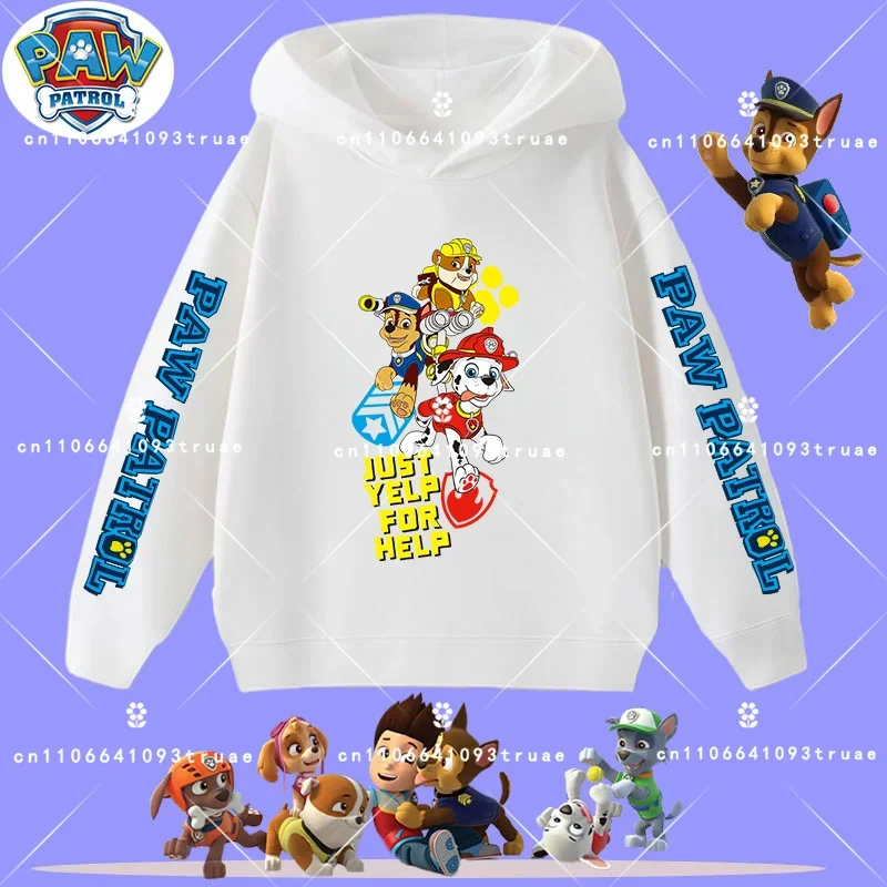 PAW Patrol spring/autumn long-sleeved pullover casual top children's hooded shirt new style cartoon print boys' sports shirt