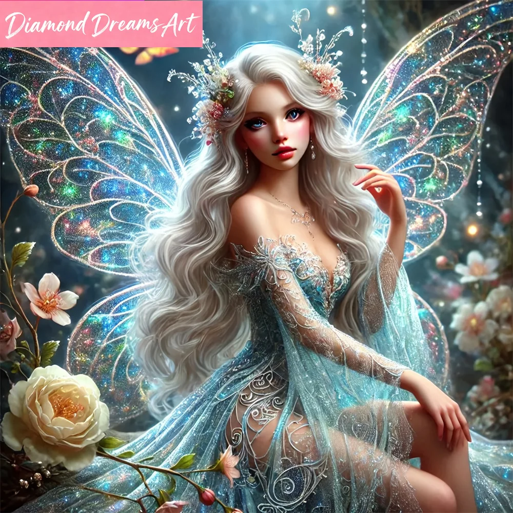 Diamant-Stickerei Frauenporträt Malerei Mädchen DIY Elfen Diamant-Mosaik Blumenbild Strass Handarbeit Hobby, Rahmenlos
