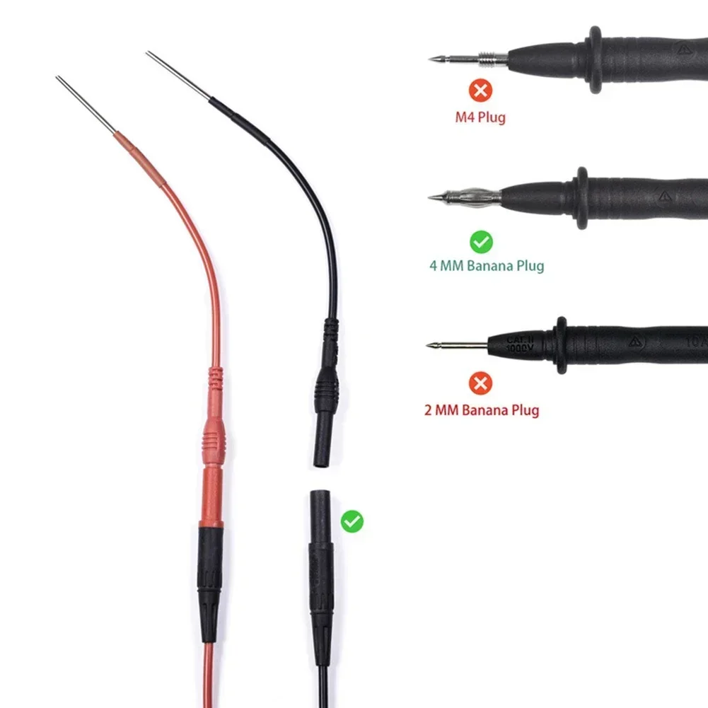 2pcs Silicone Flexible Spoon Back Probe Automotive Post Probe Kit With Circular Connector Pins For 4mm Banana Plug- Test Leads