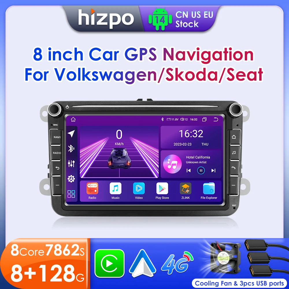 Hizpo 2 Din Android 13 für VW Volkswagen Golf Polo Skoda Rapid Octavia Radio Tiguan Passat B7 Jetta Auto Carplay GPS Radio 8'