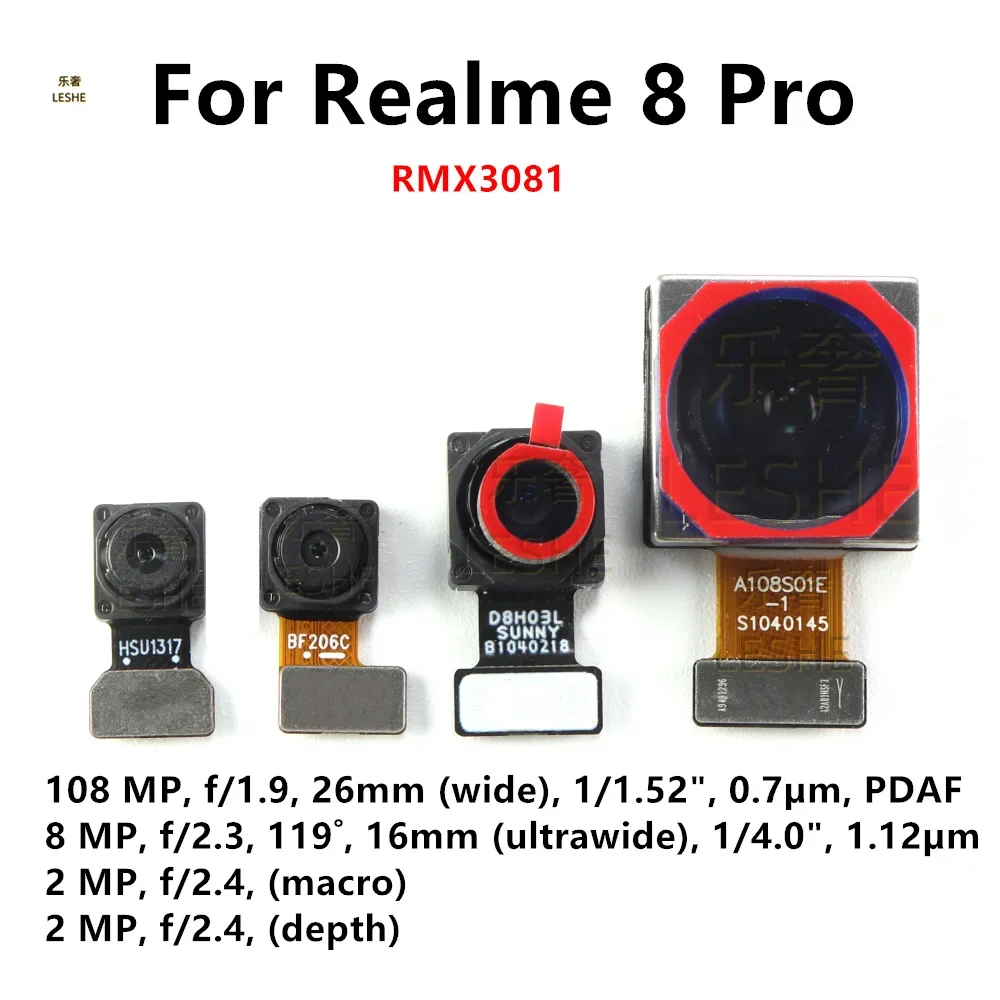 

Full Set Rear Camera For Realme 8 Pro Main wide Macro depth Back Camera Module,RMX3081