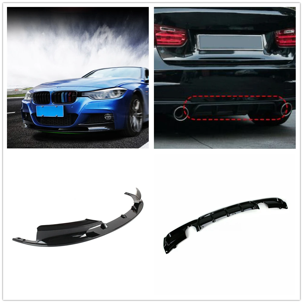 

Body Kit For BMW F30 F31 3 Series 320i 335i 2012-2018 M Sport Matte Black Rear Diffuser+Front Bumper Spoiler Lip Splitter Blade