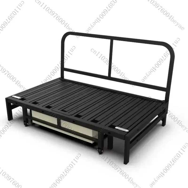 Three-section telescopic push-pull pull-out metal bed frame dual-purpose sofa bed iron frame multi-functional wrought iron
