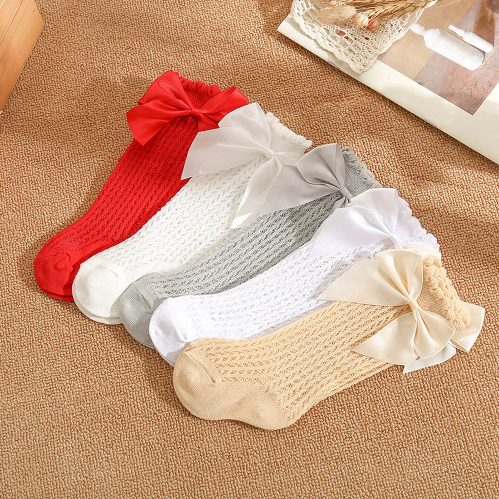 

0-5years Kids Baby Girl Knee High Socks Soft Frilly Long Socks Solid Color Stockings for Infants Toddlers