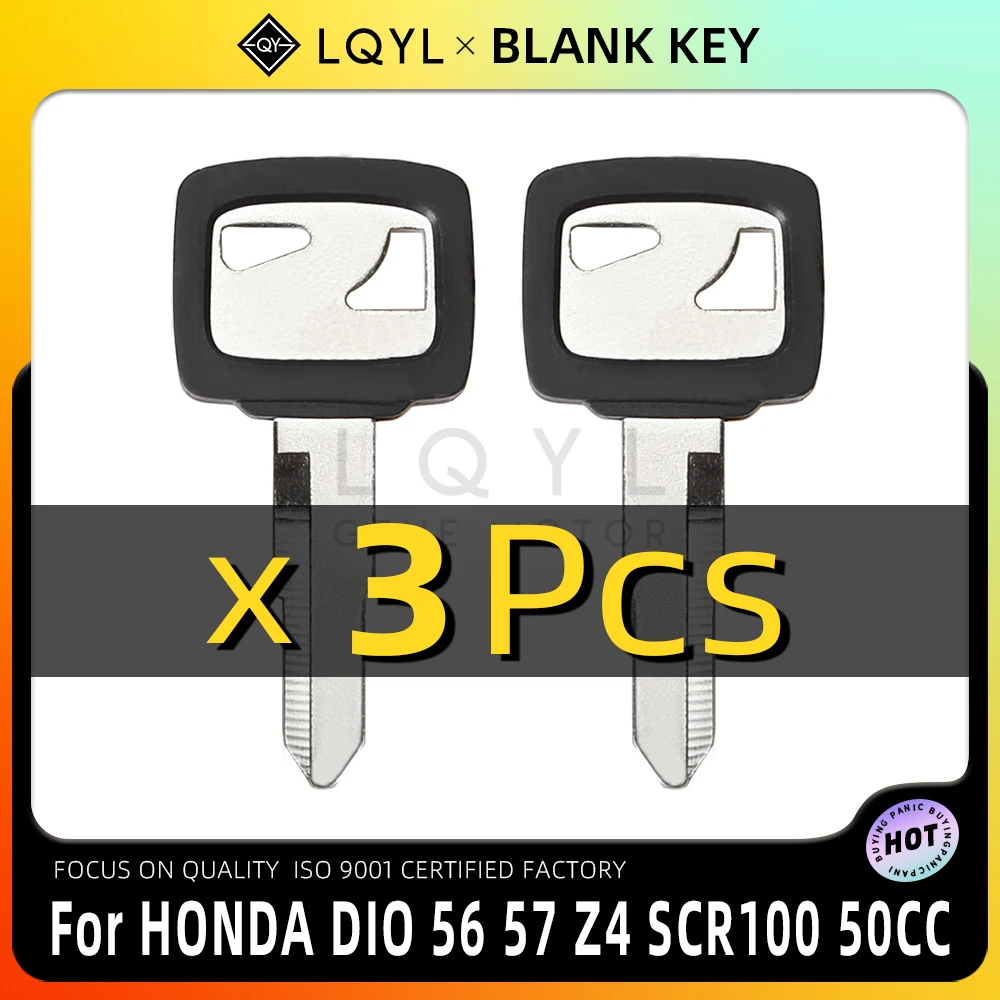 

LQYL 3Pcs New Blank Key Motorcycle Replace Uncut Keys For HONDA DIO 56 57 Z4 125 SCR100 WH110 SCR WH 100 110 Scooter 50CC