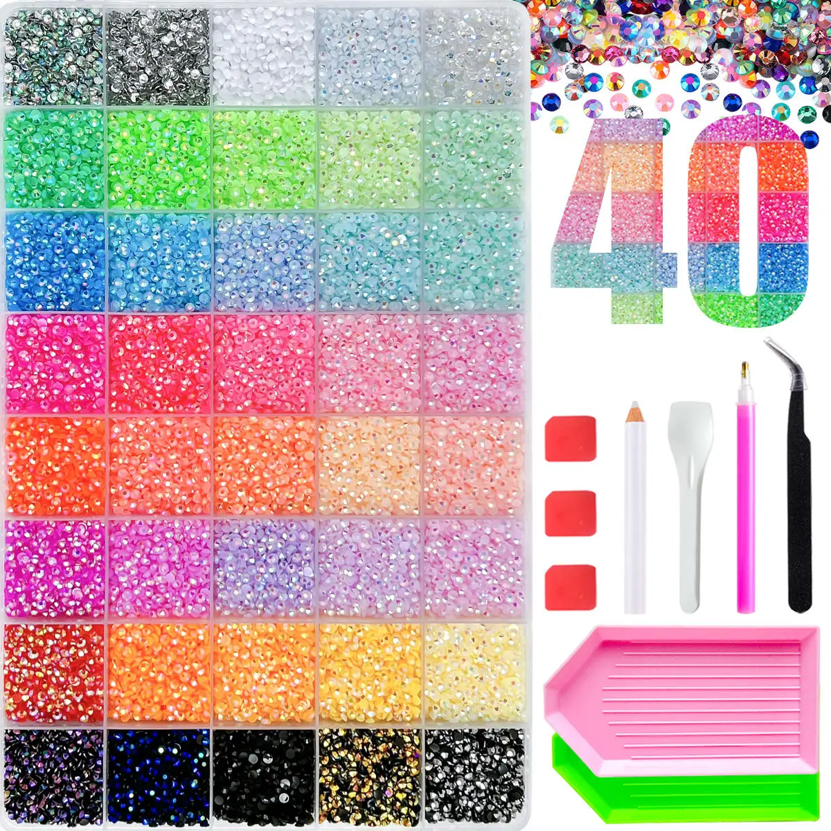 1Box Dopamine Colored Mini Flatback Resin Nail Rhinestones Charms 3mm Shiny Semi-circular Nail Rhinestones Bedazzling Kit DIY