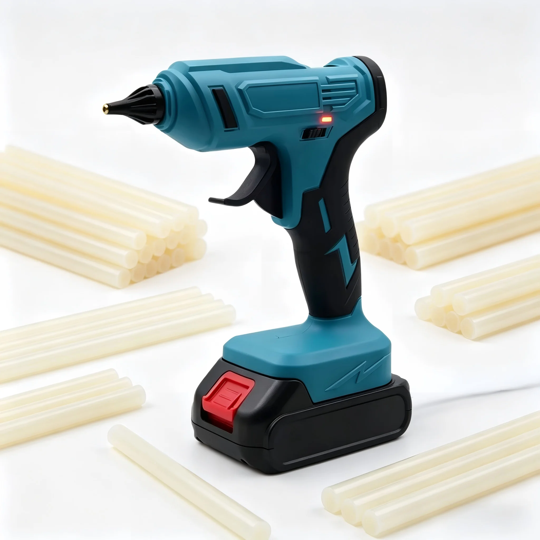 100W 280°CCordless Hot Melt Glue Gun Rechargeable with 10PCS 11mm Glue Sticks for DIY Repair 18V Battery Tool