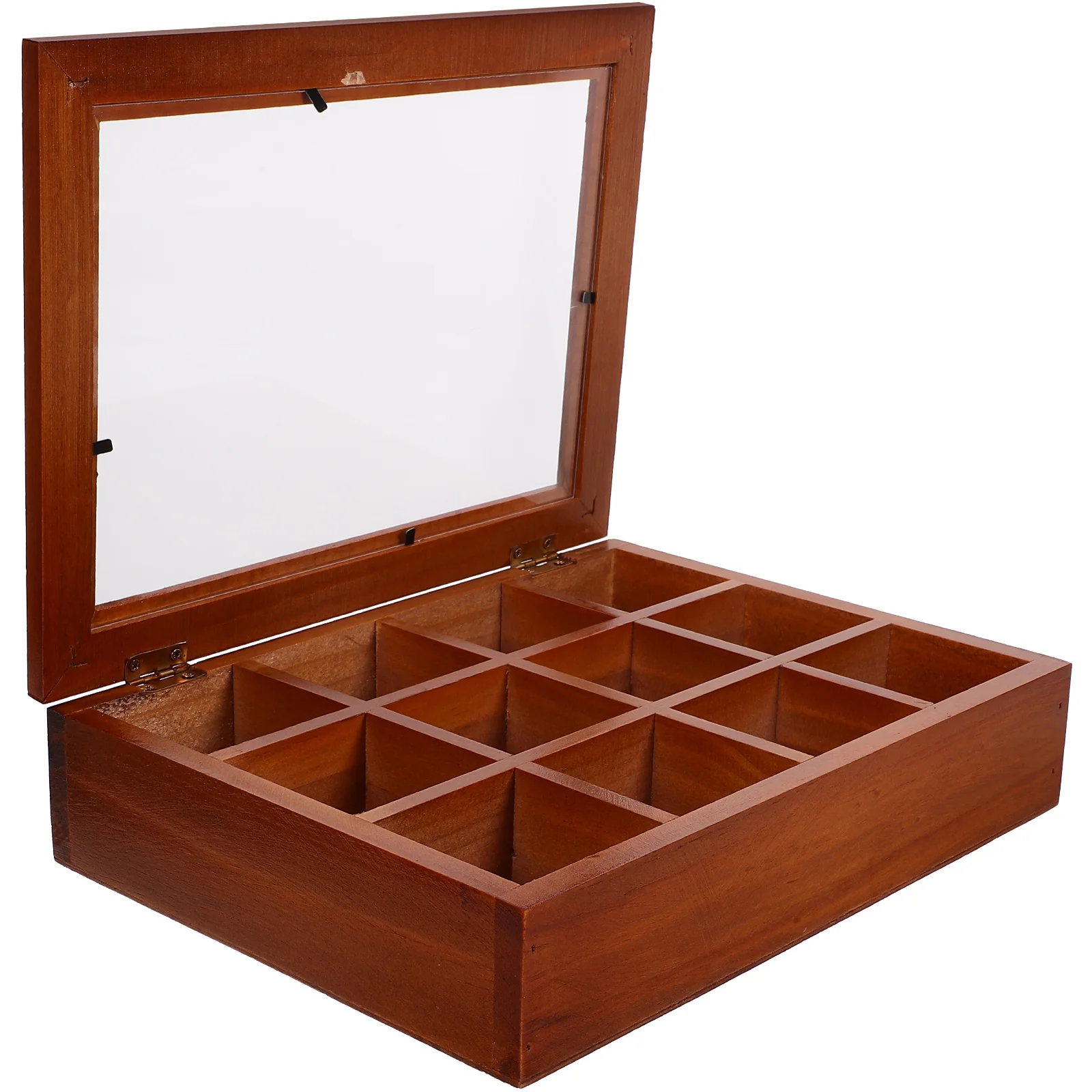 Arrangement Tea Bag Storage Box Cover Holder Spices Brown Wood Organizer for Counter