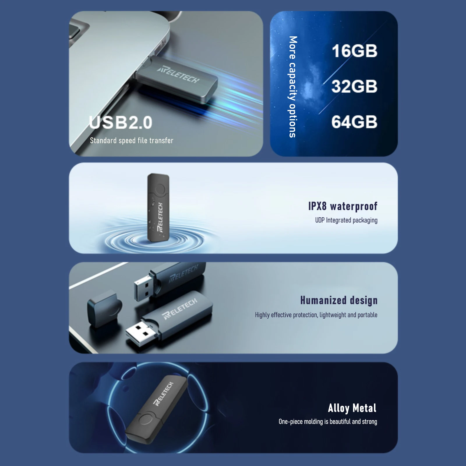 Reletech-Clé USB 2.0 T3, 16 Go, 32 Go, 64 Go, mémoire flash