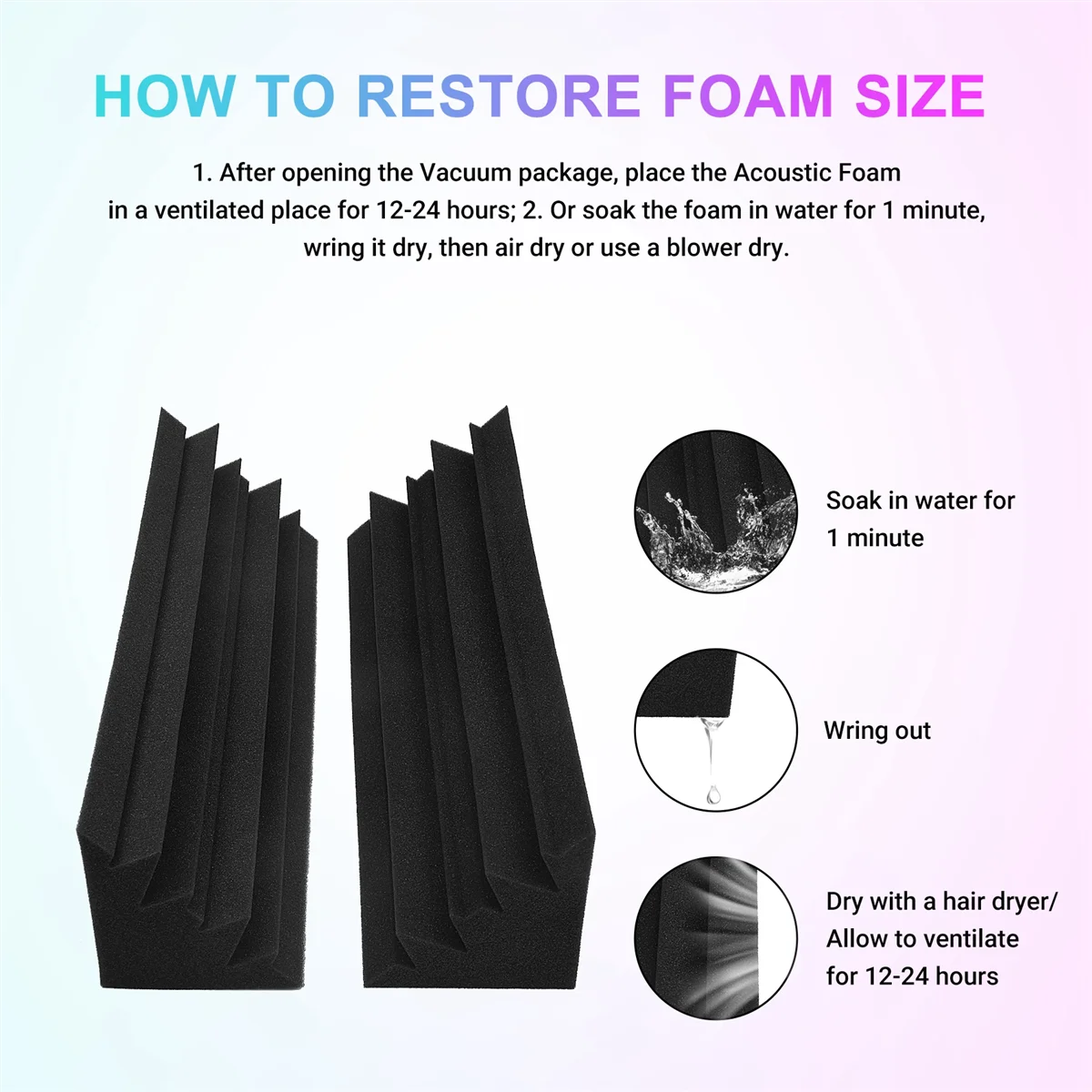 ONNL 4 Pcs Acoustic Panels Studio Acoustic Soundproof Foam,Sound Treatment Bass Trap Corner,Sound Panels Wedges,12X12X48cm