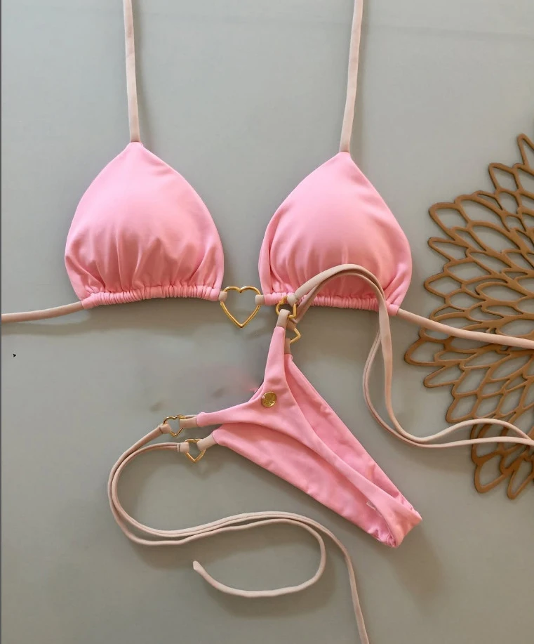 

2025 New Solid Sexy Halter Bikinis Micro Swimwear Women Low Waist Bathing Suit Black Swimsuit Bikini Sets