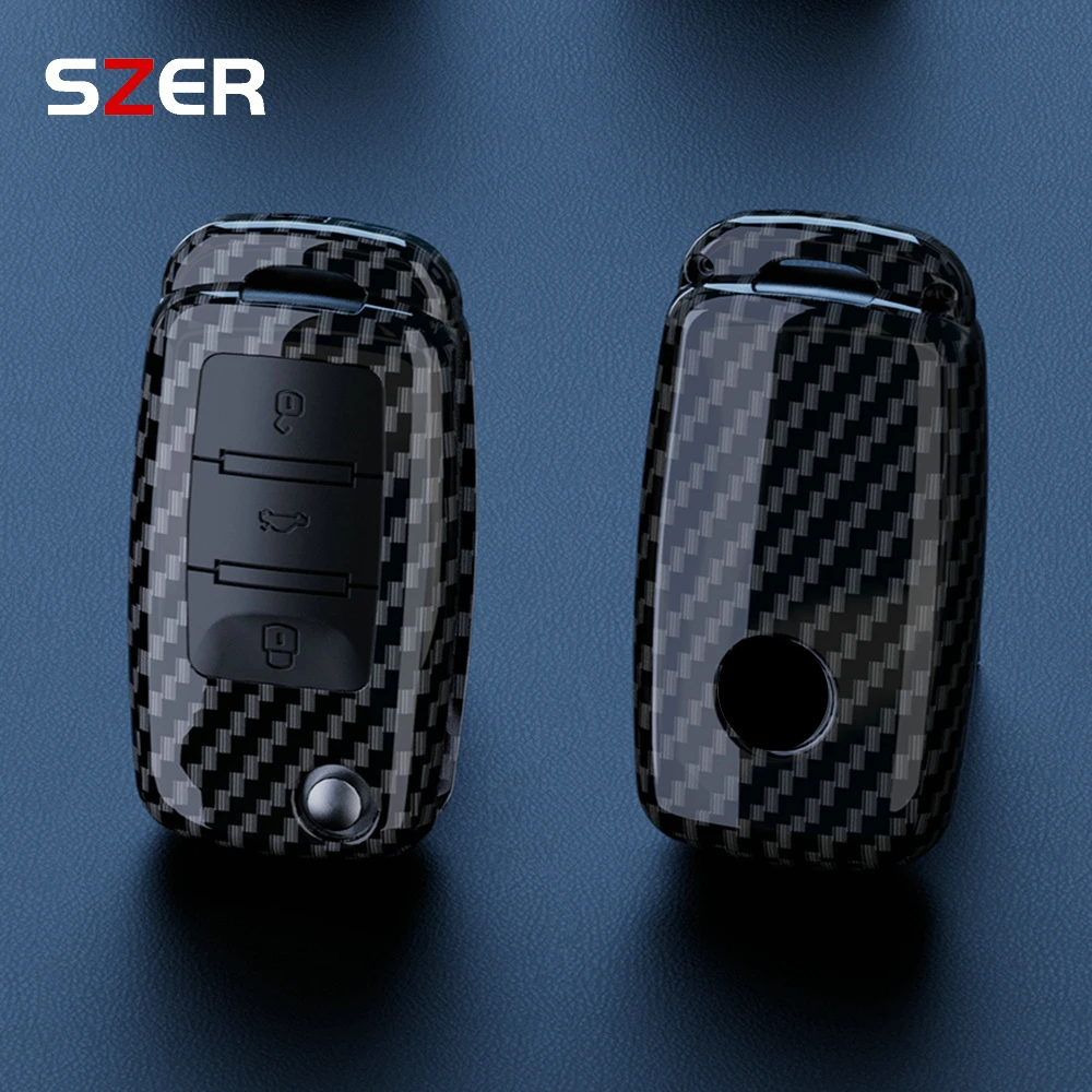 ABS Carbon Fiber Hot Car Key Case Cover For Volkswagen VW Polo Golf Passat Tiguan Beetle Caddy Eos Skoda Octavia Seat Leon Altea image 4