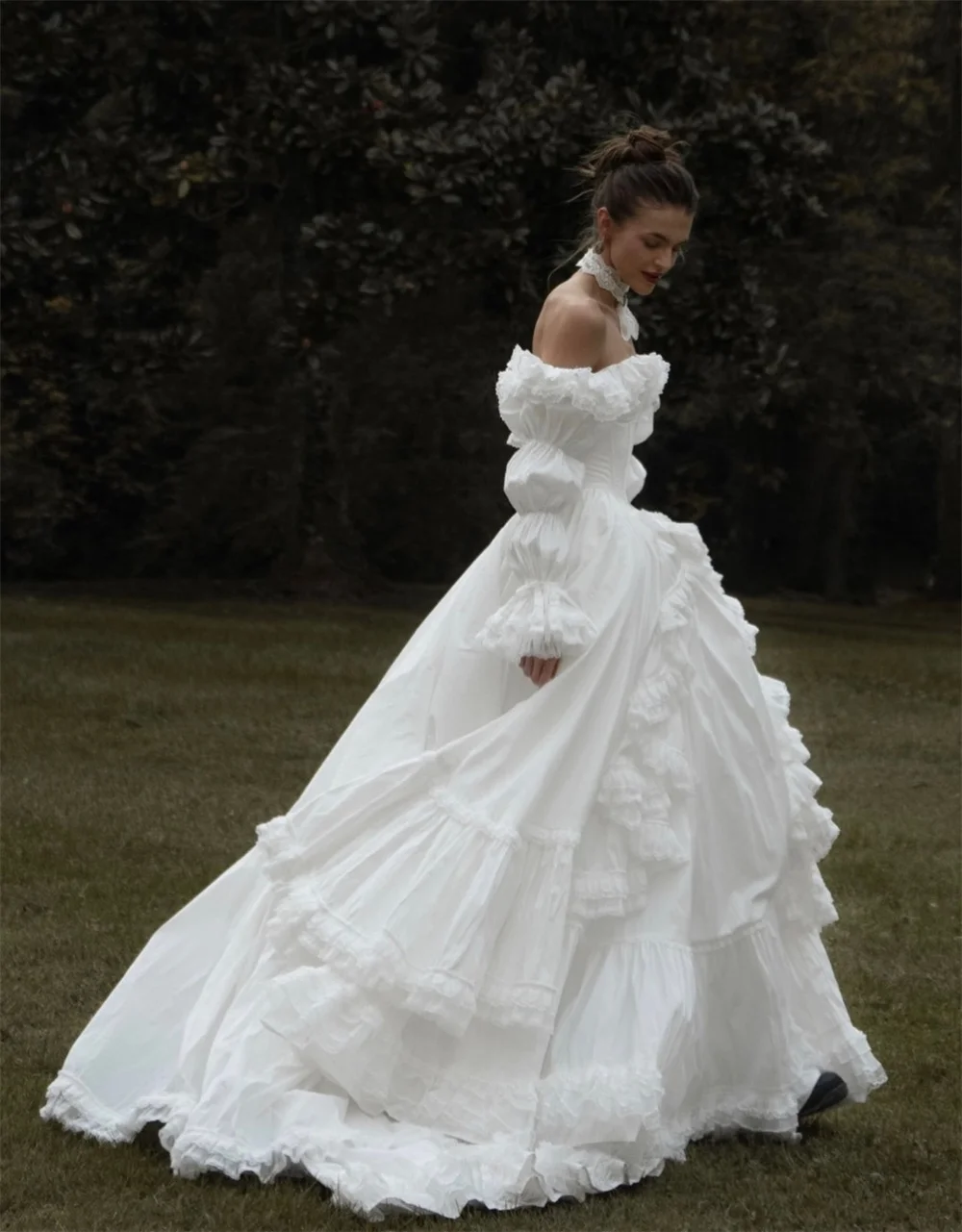 Tokyo White Off the Shoulder Customized Wedding Party Detachable Sleeves Zip Back Bridal Gown Chic A-Line Wedding Gowns 2026 image 4