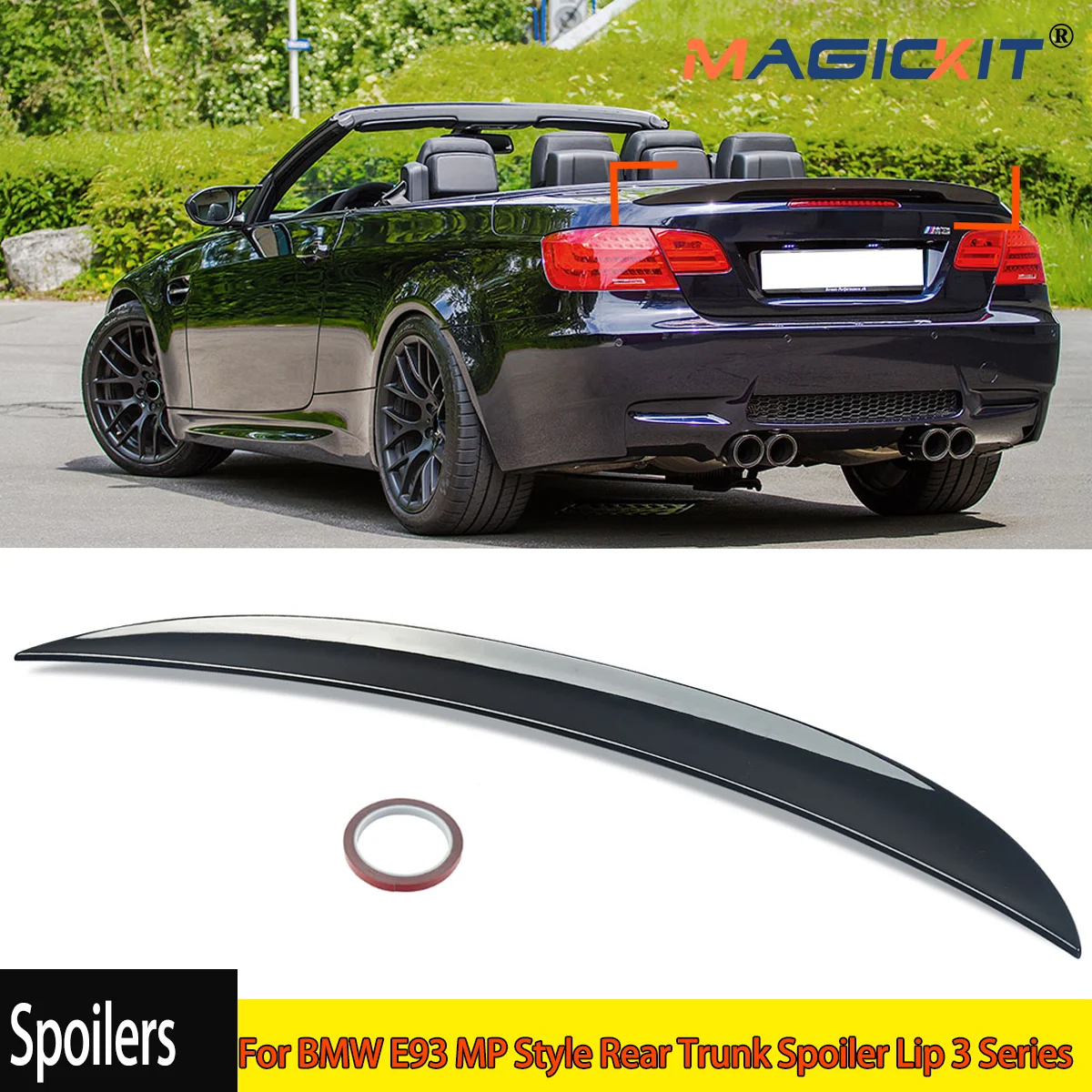 MagicKit Coupe Spoiler Rear Trunk Wings For BMW E93 325i 328i 335i 2006-2013 M PERFORMANCE Style Gloss Black