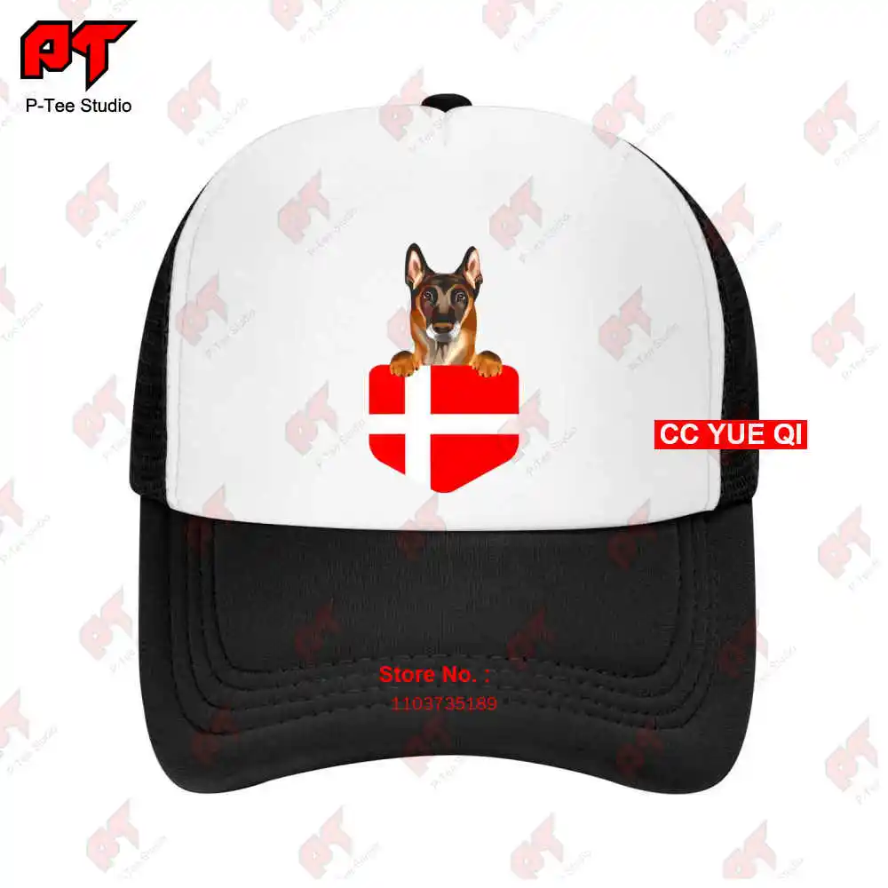 Denmark Flag Belgian Malinoi Dog In Pocket Baseball Caps Truck Cap 9DS1