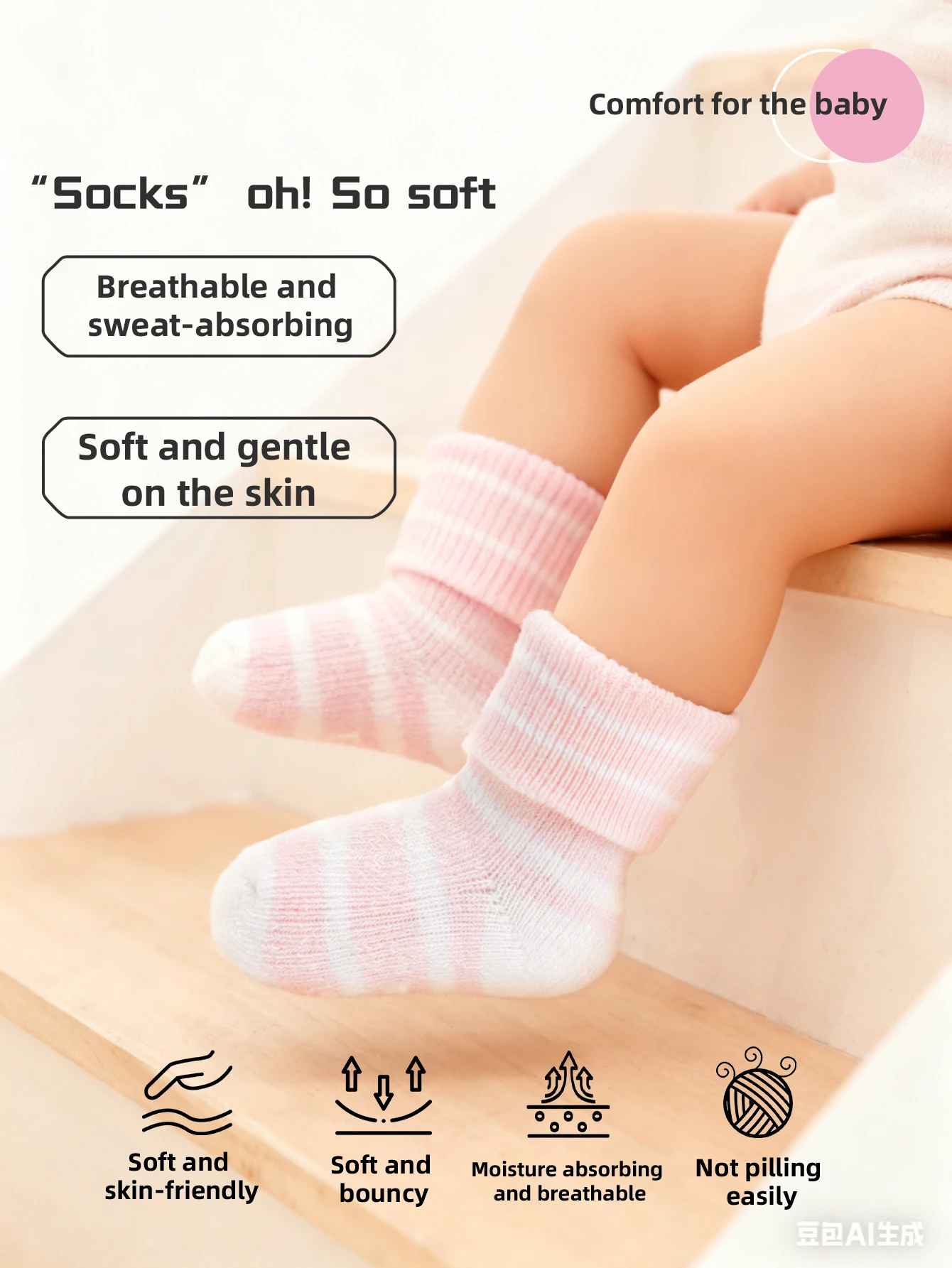 

Baby Socks Soft Breathable Polyester Non-Slip Warm Home Playtime Strolls, Essential Winter Footwear for Newborns/Toddlers