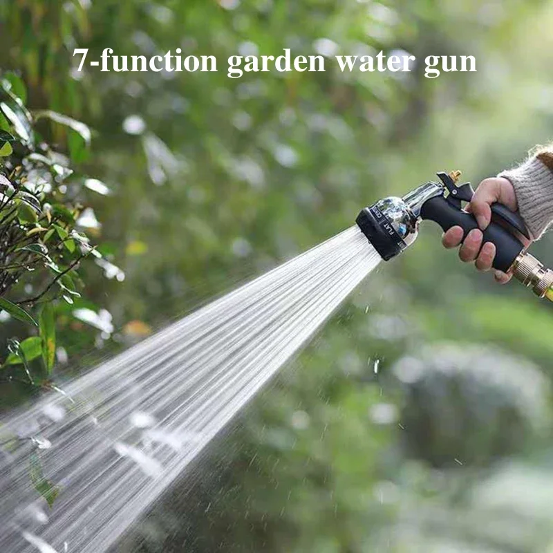 7 Function Spray Nozzle Strong Water Pressure Watering Hose Spray Nozzle for Car Washing Watering Flower Shower Garden Water Gun