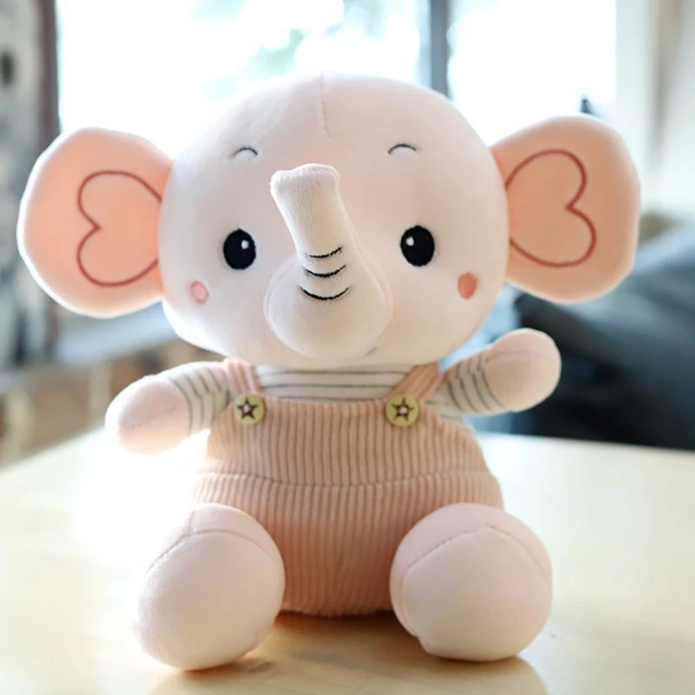 22CM Cute Overalls Elephant Plush Toy Sitting Posture Drag Baby Elephant Long Nose Doll Birthday Gift For Children And Friends