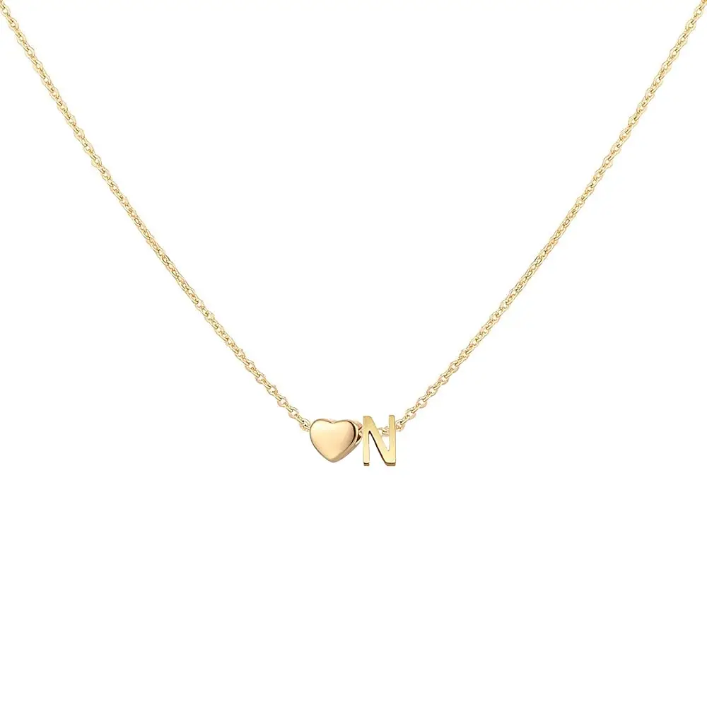 

Initial Heart Necklace 18K Gold Plated Stainless Steel Tiny Heart Letter Necklace Personalized Monogram Name Necklace for Women